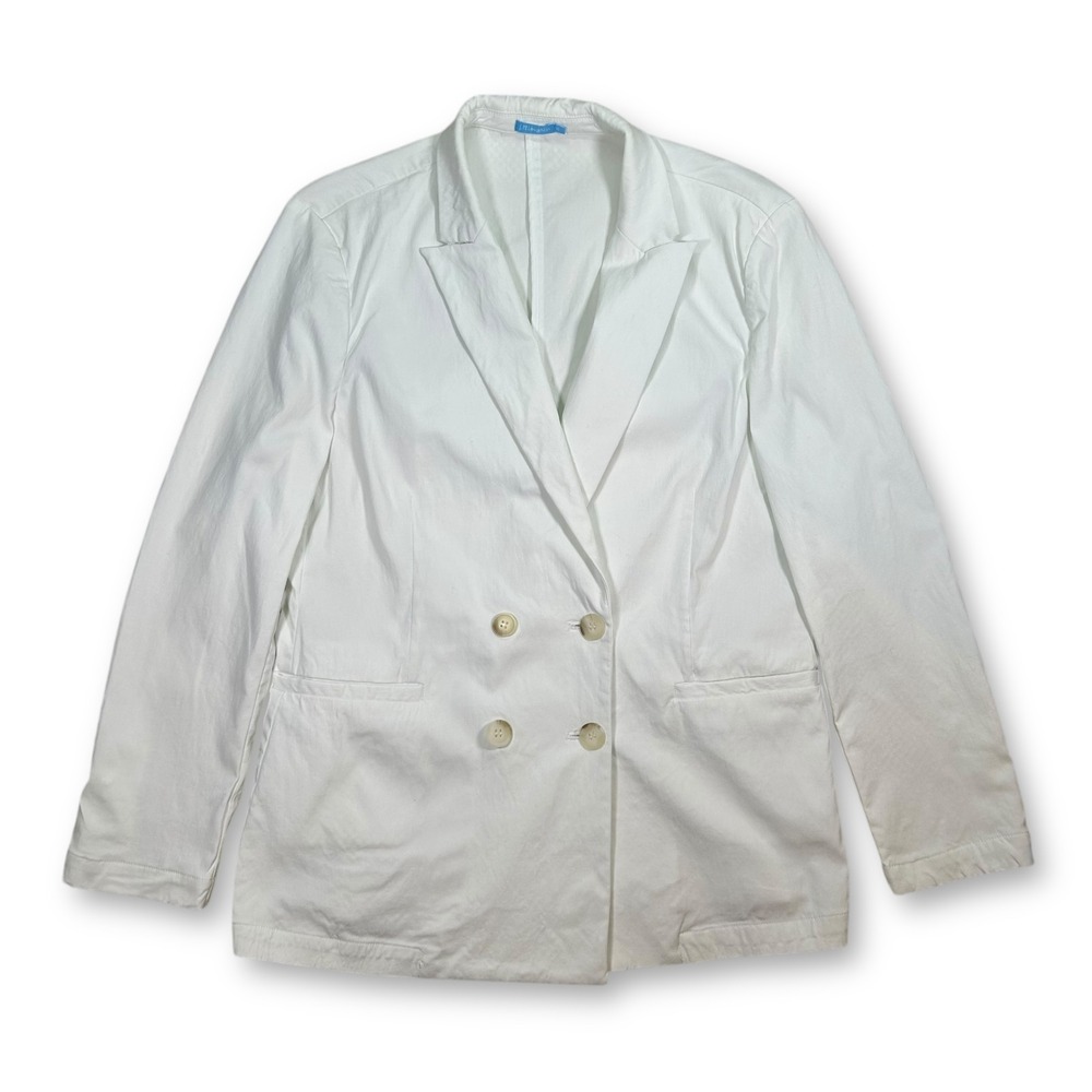 J. McLaughlin‎ Double Breasted Blazer White Career Stretch Jacket Womens Size 10